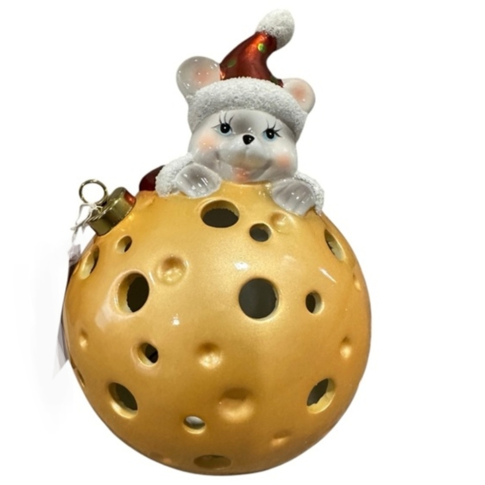 Home Reflections 7" Luminary Flamless Candle Mouse Cheese
Christmas Ball Vintage
